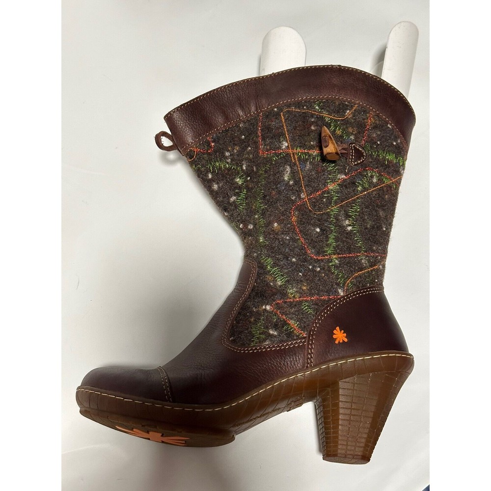 THE ART COMPANY COMFORT BOOTS ANKLE/MID CALF BROWN LEATHER /WOOL SZ 38 US 8 - Picture 9 of 16